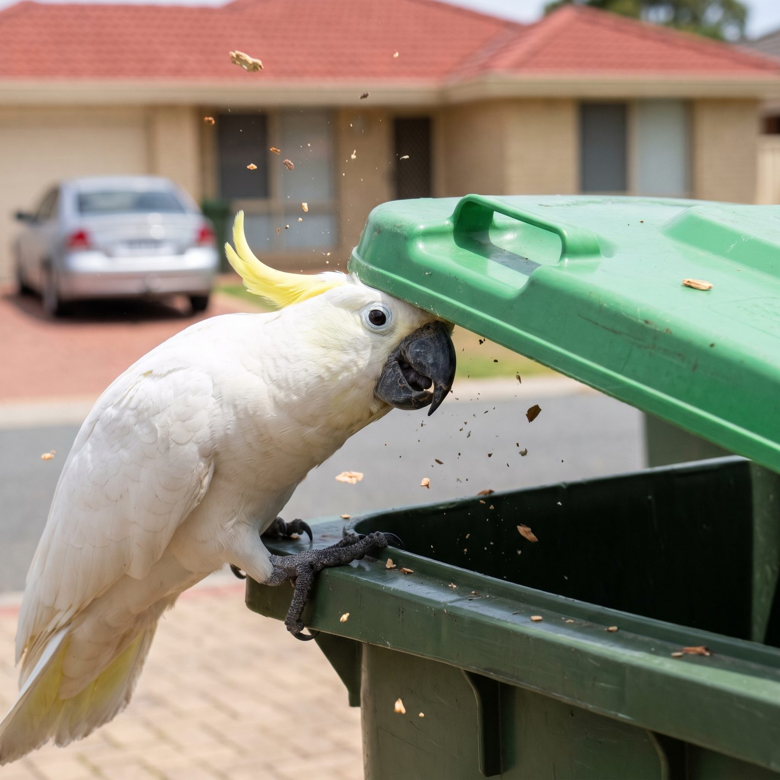 Sydney's Cockatoos That Cracked the Wheelie Bin Lid