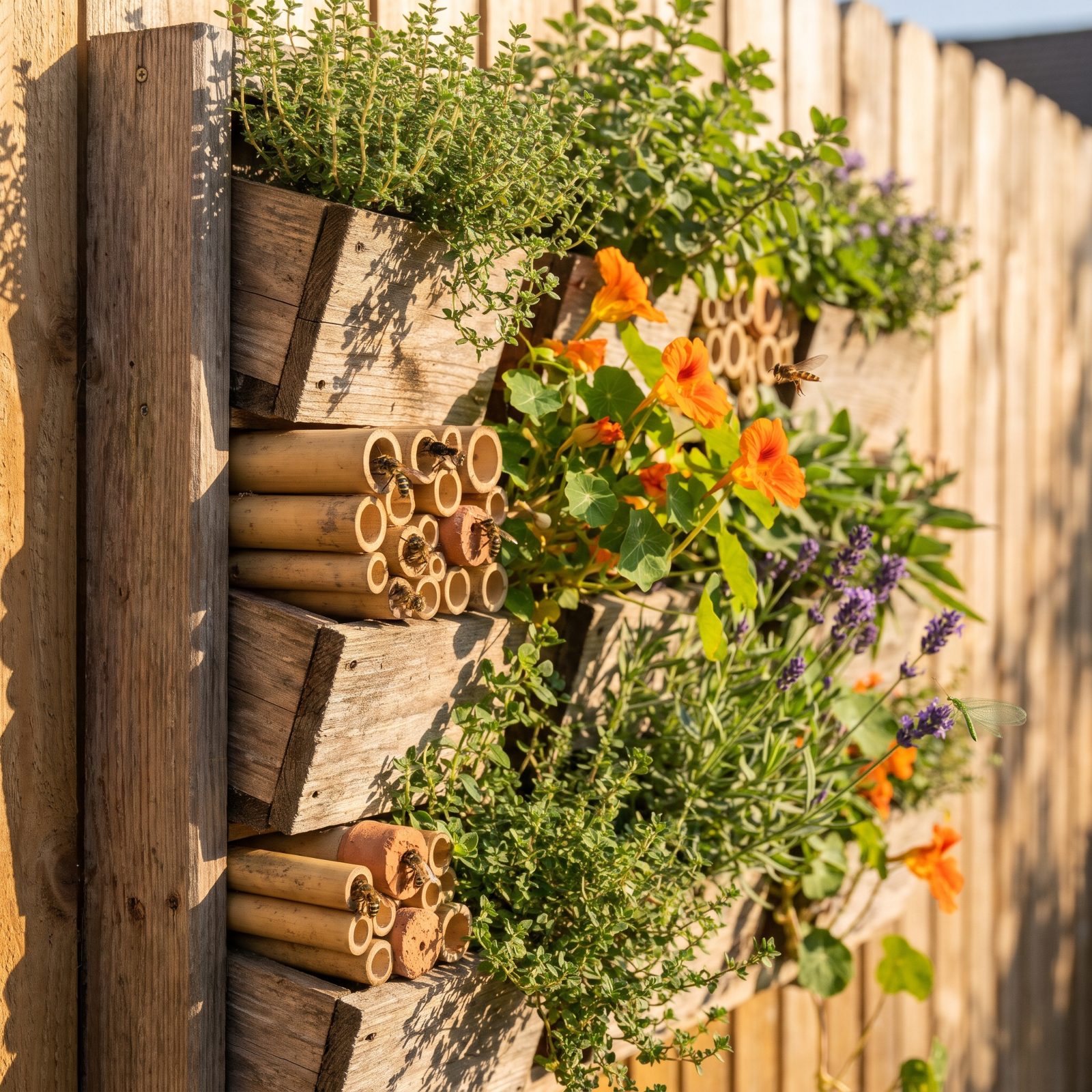 A Vertical Living Wall Packed With Pollinator Nooks